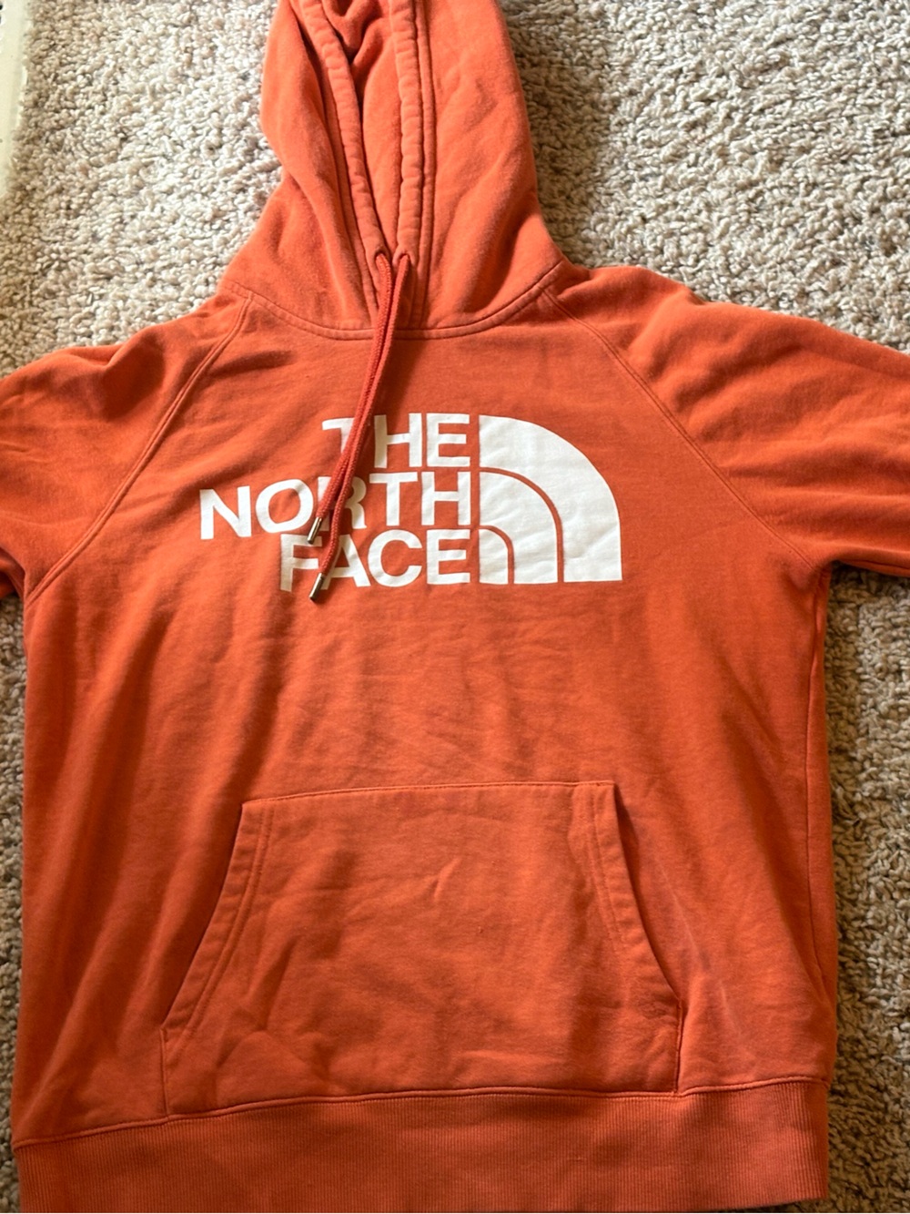 The North Face Orange Hooded Pullover with White Logo-Men’s sz Small